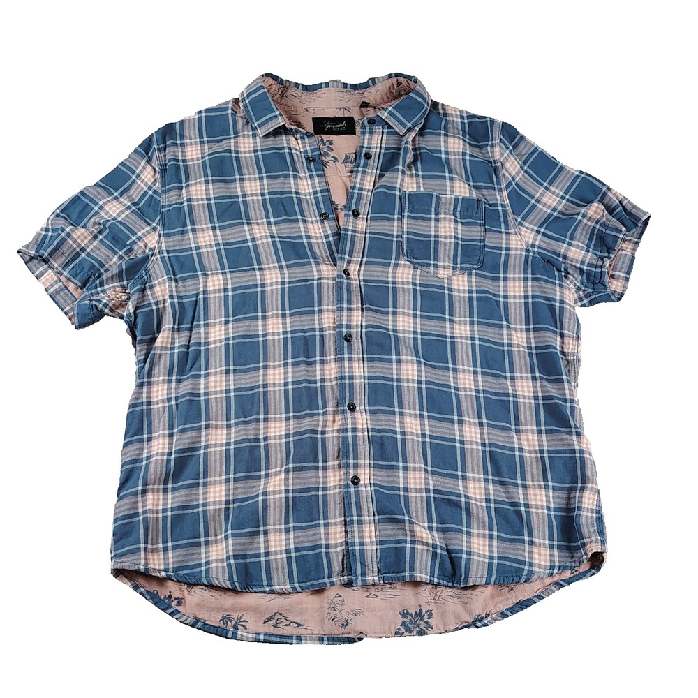 Jeremiah Premium Men's‎ Plaid Short Sleeve Snap Shirt XL Contrast Print